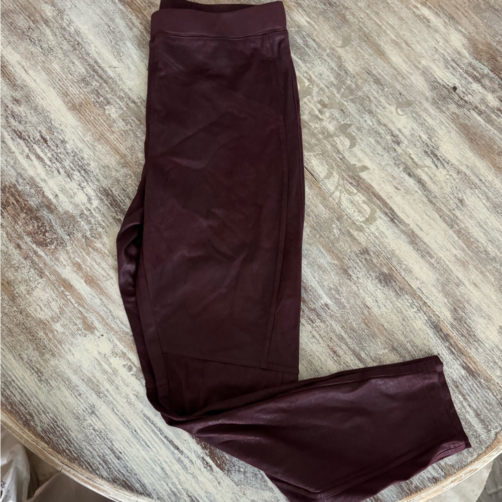 Burgundy Free People moto leggings suede